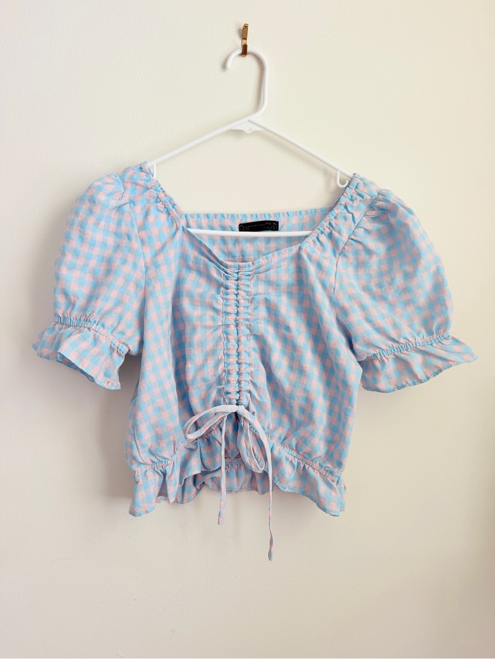 Gingham Ruffle Crop Top